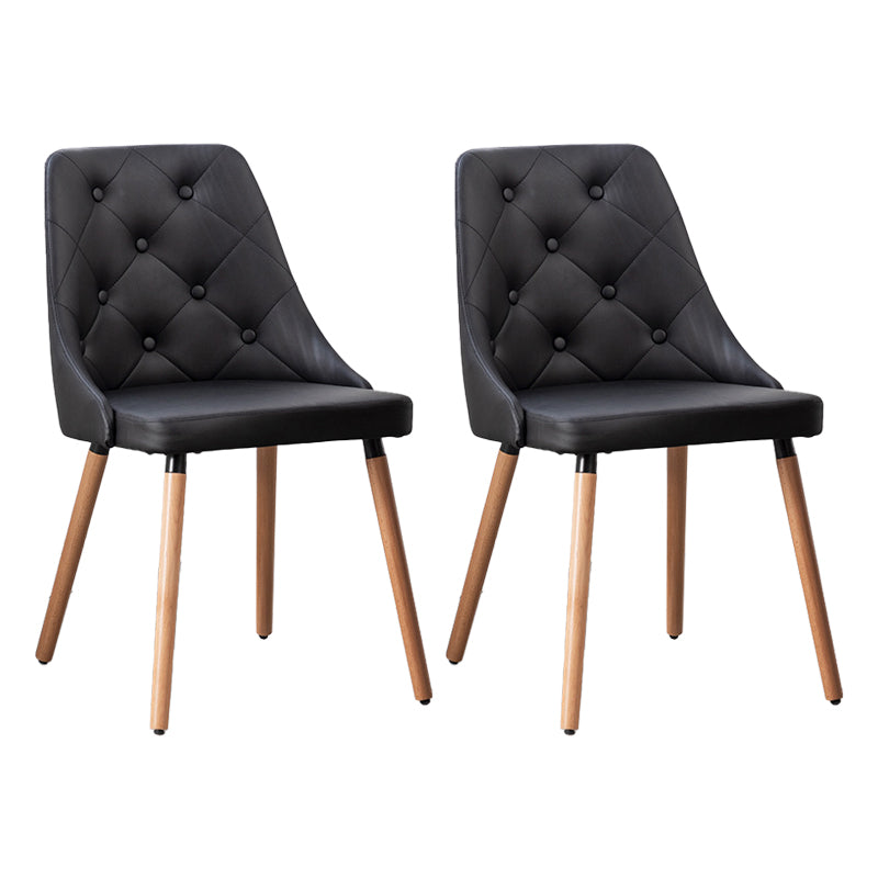 Modern PU Leather Dining Chairs Parsons Furniture with Wood Legs in Matte Finish for Home