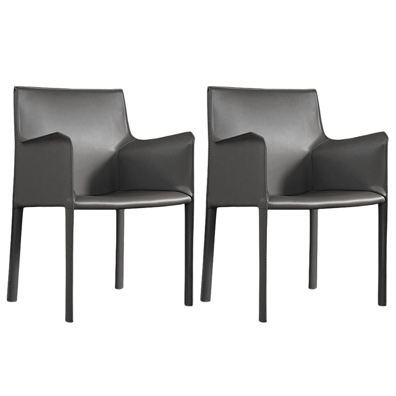 Contemporary Leather Dining Chair Parsons Chair in Matte Finish with Steel Legs