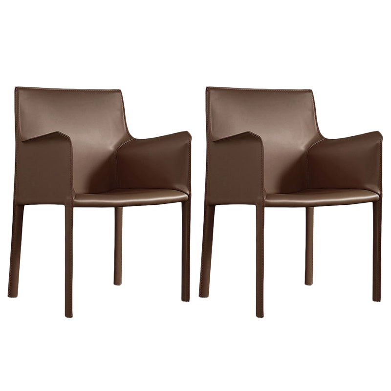 Contemporary Leather Dining Chair Parsons Chair in Matte Finish with Steel Legs