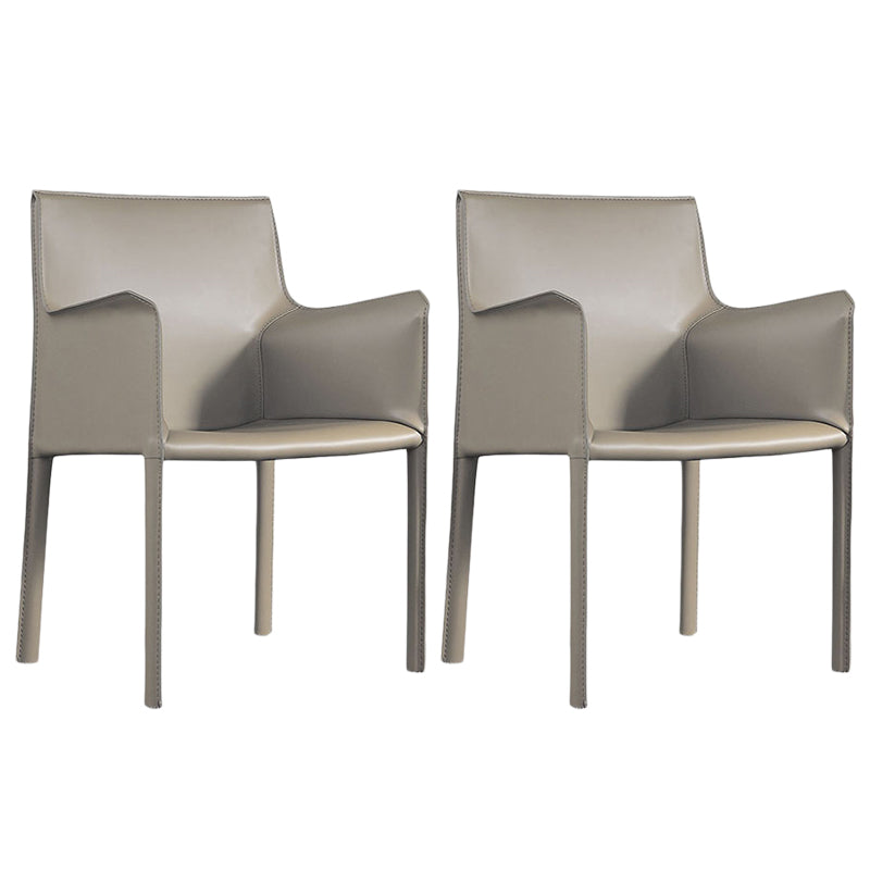 Contemporary Leather Dining Chair Parsons Chair in Matte Finish with Steel Legs