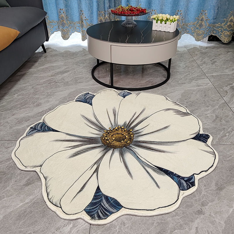 Novelty Flower Pattern Rug Casual Polyester Carpet Pet Friendly Area Rug for Living Room