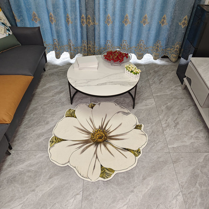 Novelty Flower Pattern Rug Casual Polyester Carpet Pet Friendly Area Rug for Living Room