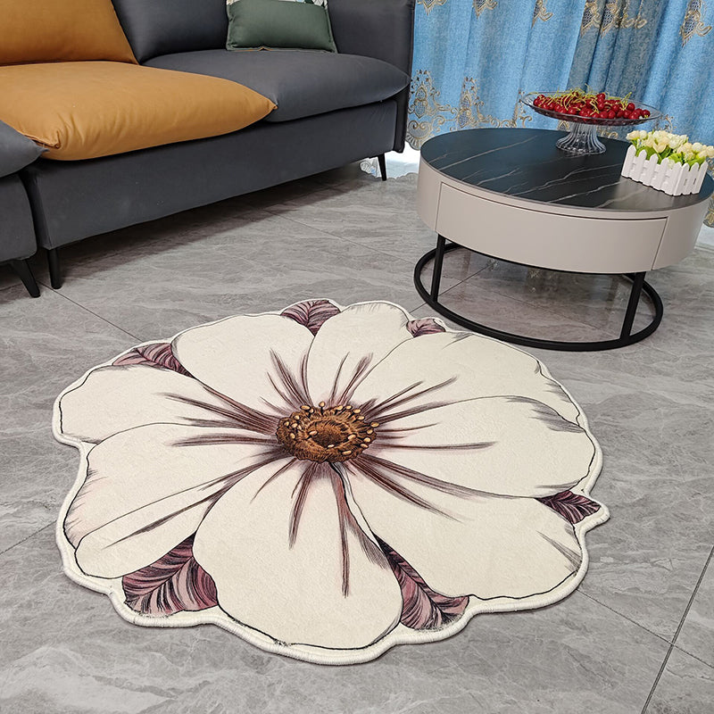 Novelty Flower Pattern Rug Casual Polyester Carpet Pet Friendly Area Rug for Living Room