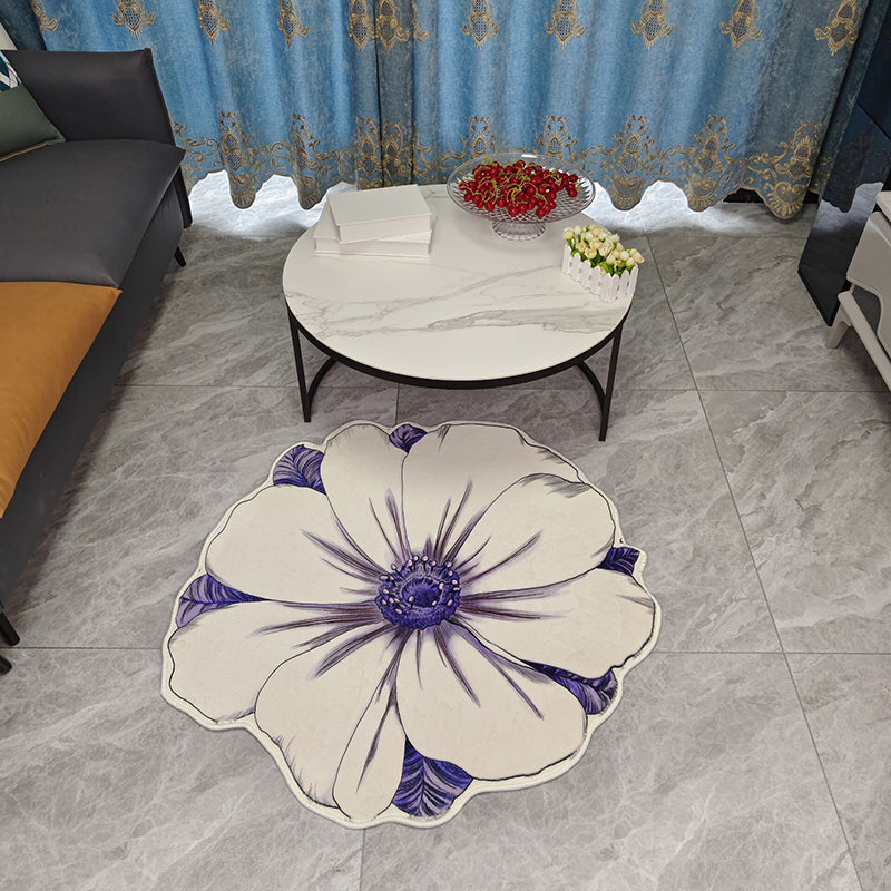 Novelty Flower Pattern Rug Casual Polyester Carpet Pet Friendly Area Rug for Living Room