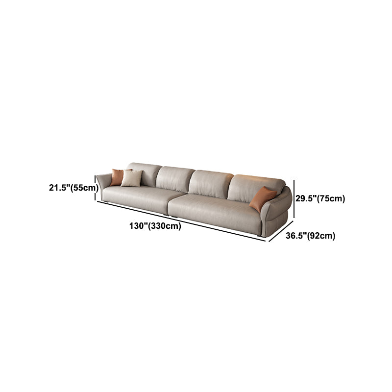 Nordic Faux Leather Sofa, Flared Arm Sofa with Bolster Pillows