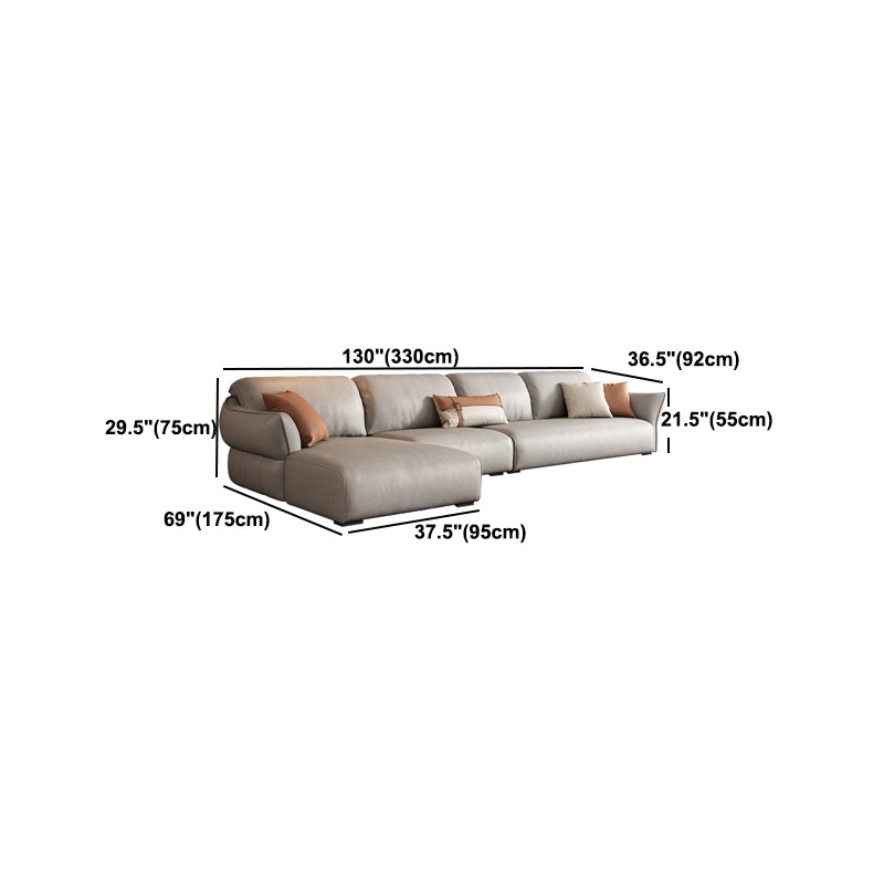 Nordic Faux Leather Sofa, Flared Arm Sofa with Bolster Pillows