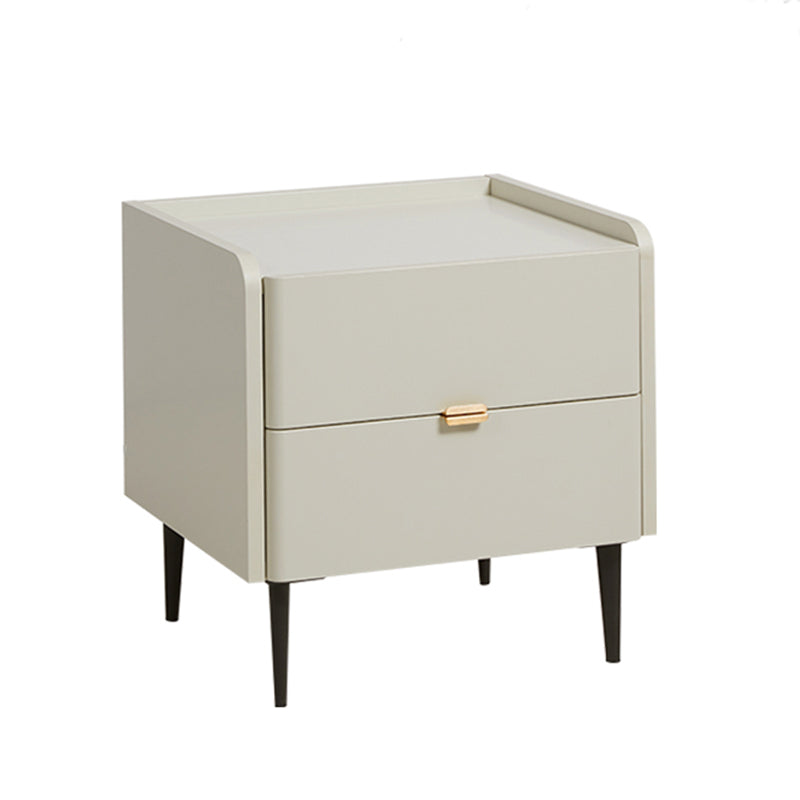 Two-Drawer Wood Nightstand 20" Tall Bedside Cabinet with Legs