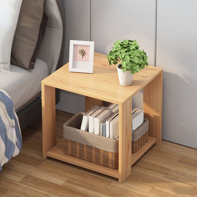 Modern Wood Square Top Nightstand 12" Wide Bedside Cabinet with Shelf