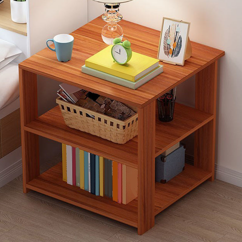 Modern Wood Square Top Nightstand 12" Wide Bedside Cabinet with Shelf