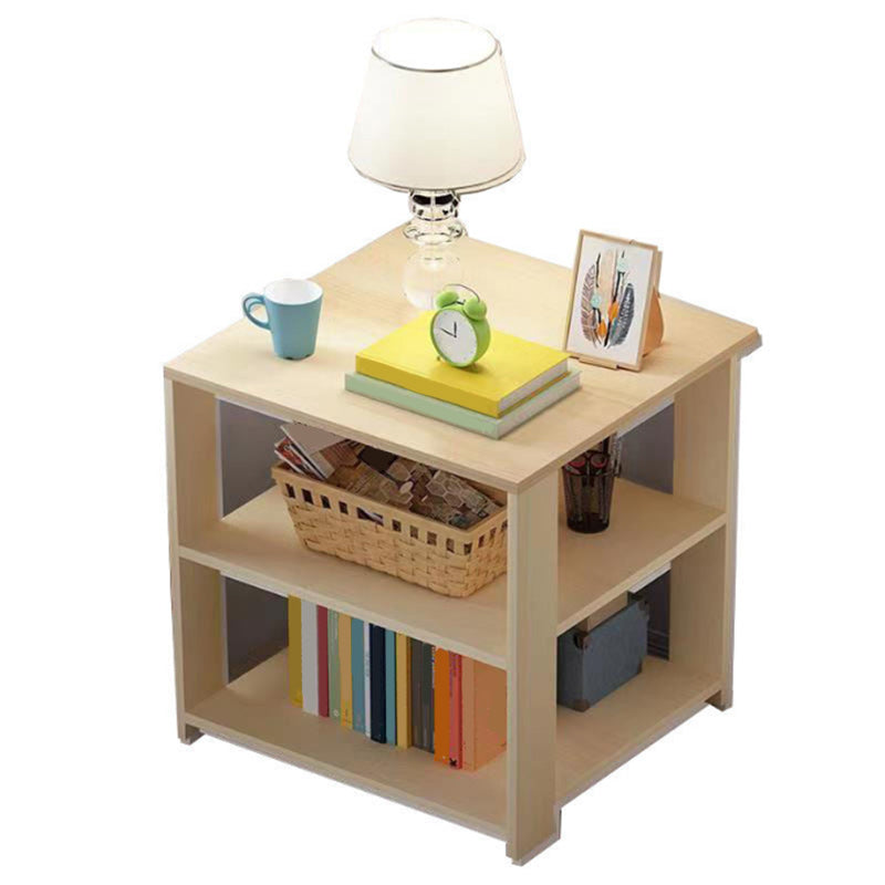 Modern Wood Square Top Nightstand 12" Wide Bedside Cabinet with Shelf