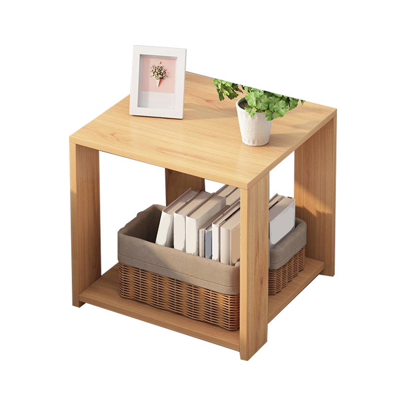 Modern Wood Square Top Nightstand 12" Wide Bedside Cabinet with Shelf