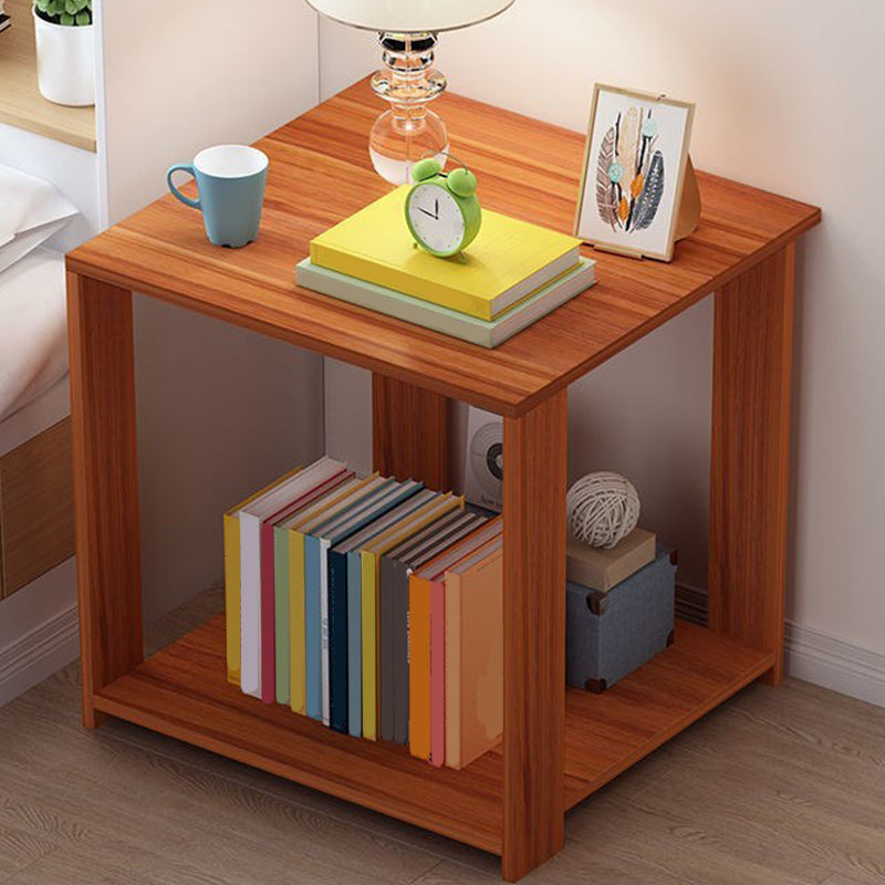 Modern Wood Square Top Nightstand 12" Wide Bedside Cabinet with Shelf