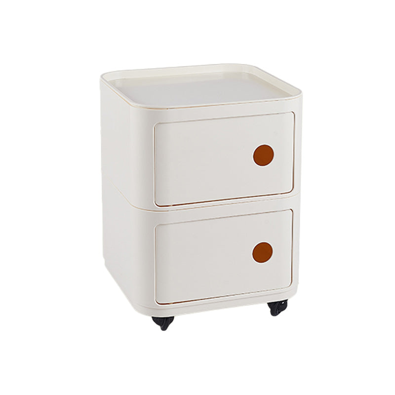 Scandinavian Plastic Night Table 15" Wide Square Nightstand with Drawers