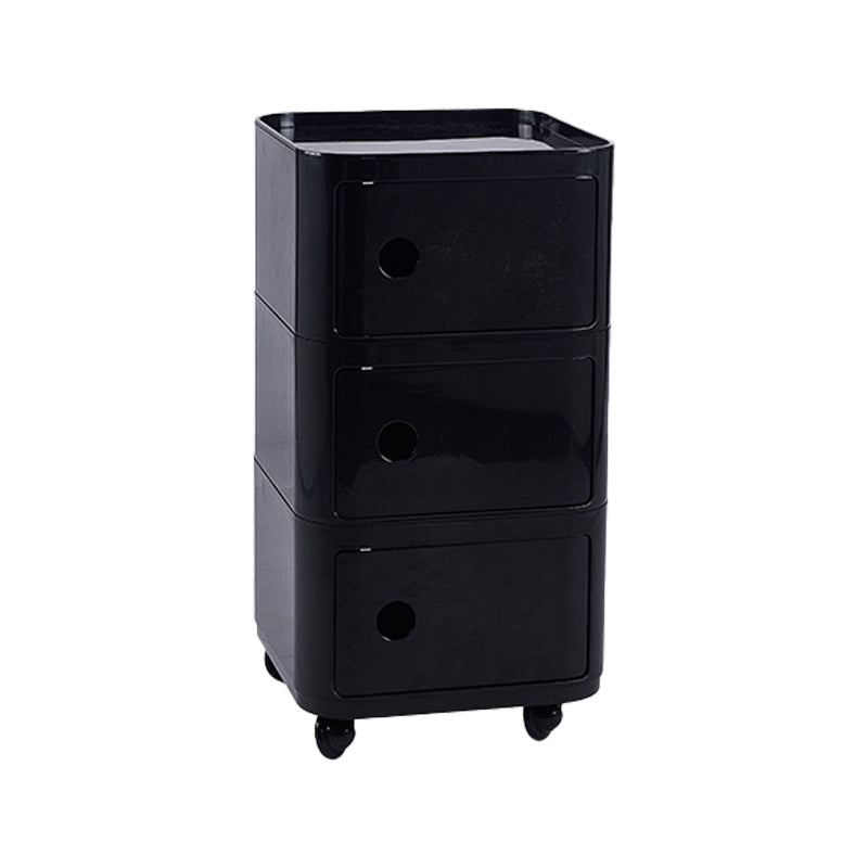 Scandinavian Plastic Night Table 15" Wide Square Nightstand with Drawers