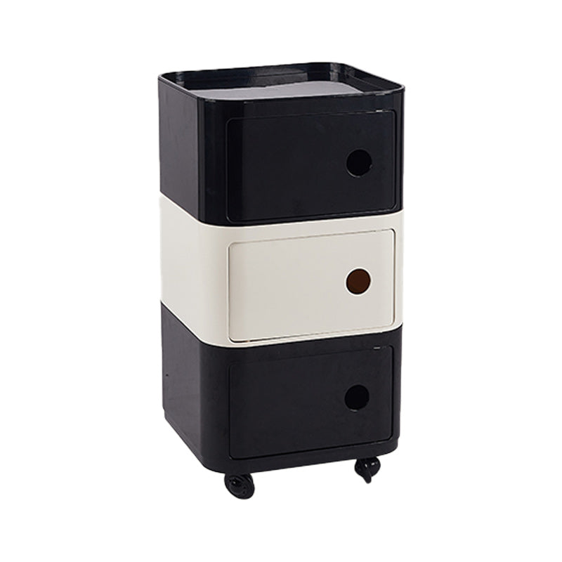 Scandinavian Plastic Night Table 15" Wide Square Nightstand with Drawers