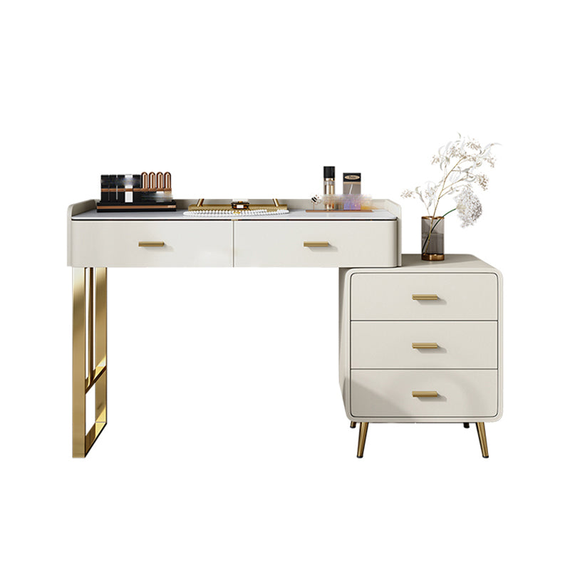 Glam Beige Vanity Dressing Table Set Slate Top Dressing Table