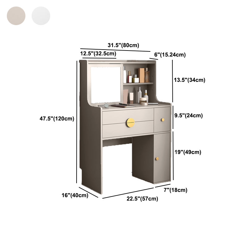 Grey/White Wood Vanity Dressing Table Set Modernism Makeup Vanity Set