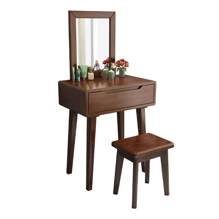 Scandinavian Wooden Makeup Counter Grand Walnut/Natural Vanity Table