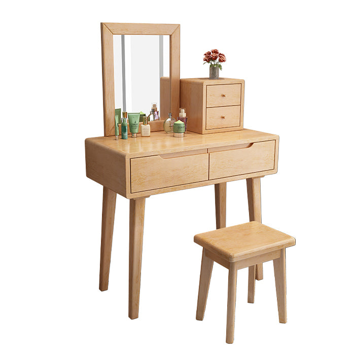 Scandinavian Wooden Makeup Counter Grand Walnut/Natural Vanity Table