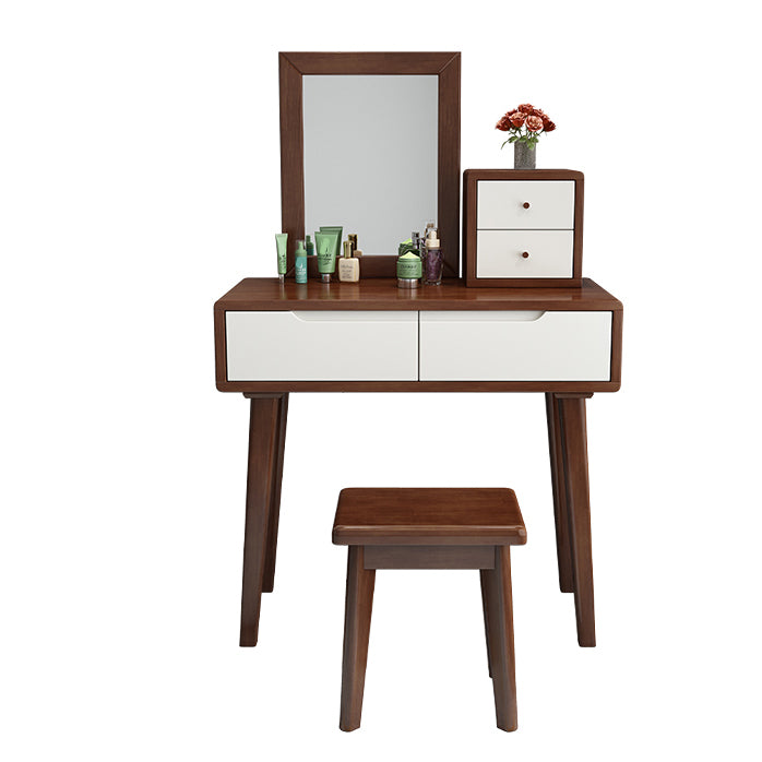 Scandinavian Wooden Makeup Counter Grand Walnut/Natural Vanity Table