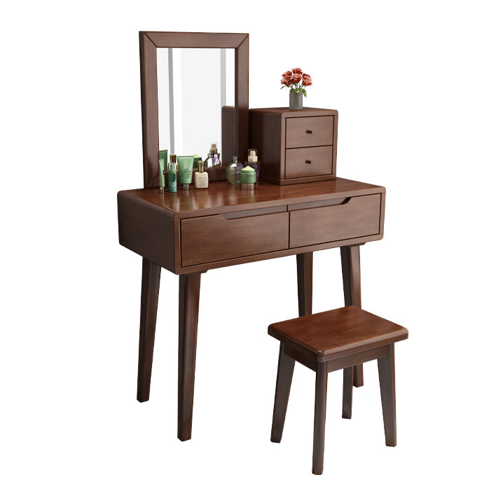 Scandinavian Wooden Makeup Counter Grand Walnut/Natural Vanity Table