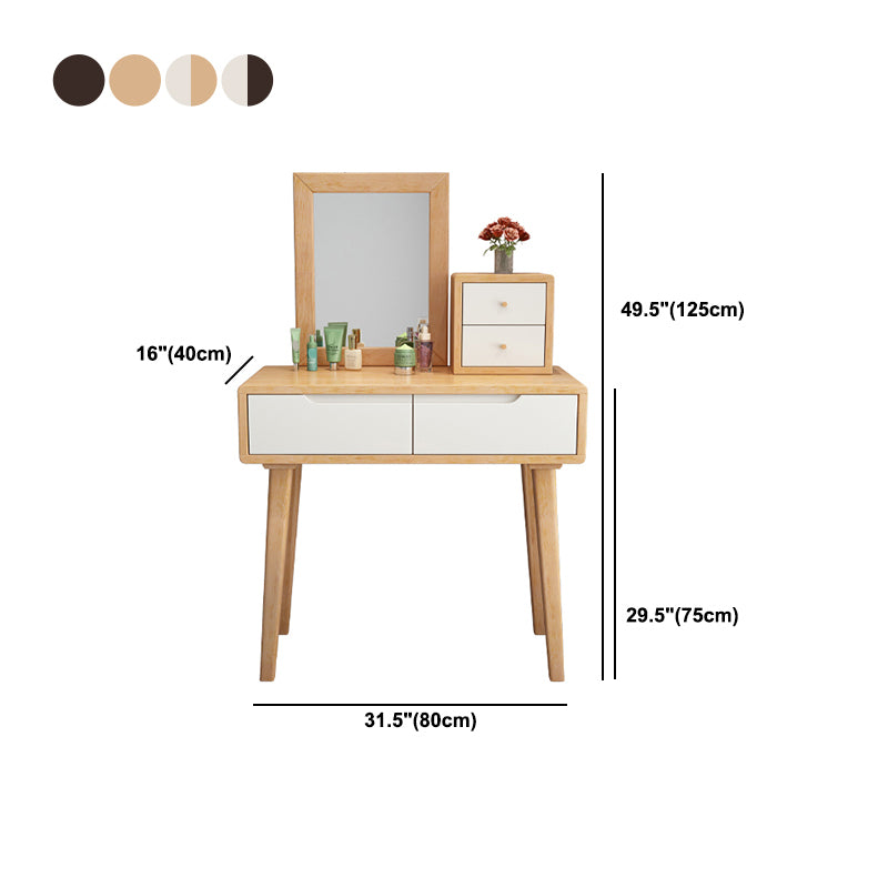 Scandinavian Wooden Makeup Counter Grand Walnut/Natural Vanity Table