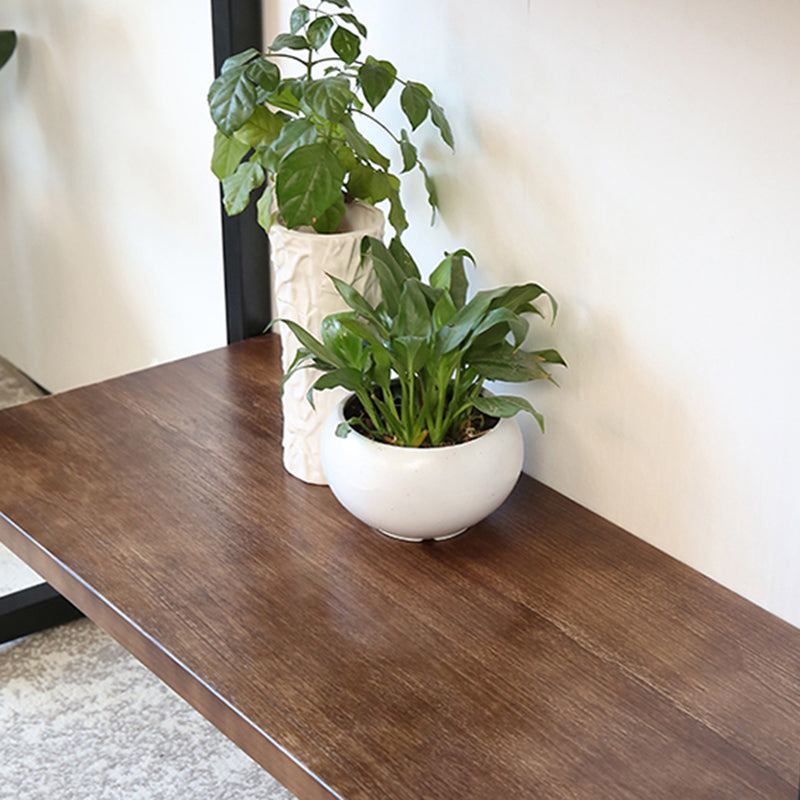 Solid Wood Rectangle Console Table Mid-Century Modern Ironcraft Frame Accent Table