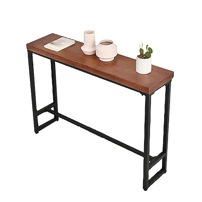 Solid Wood Rectangle Console Table Mid-Century Modern Ironcraft Frame Accent Table