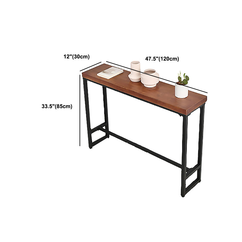 Solid Wood Rectangle Console Table Mid-Century Modern Ironcraft Frame Accent Table