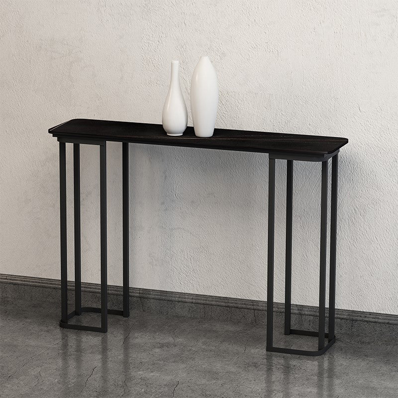 Modern Accent Table with Black Sled Base Console Table for Hall