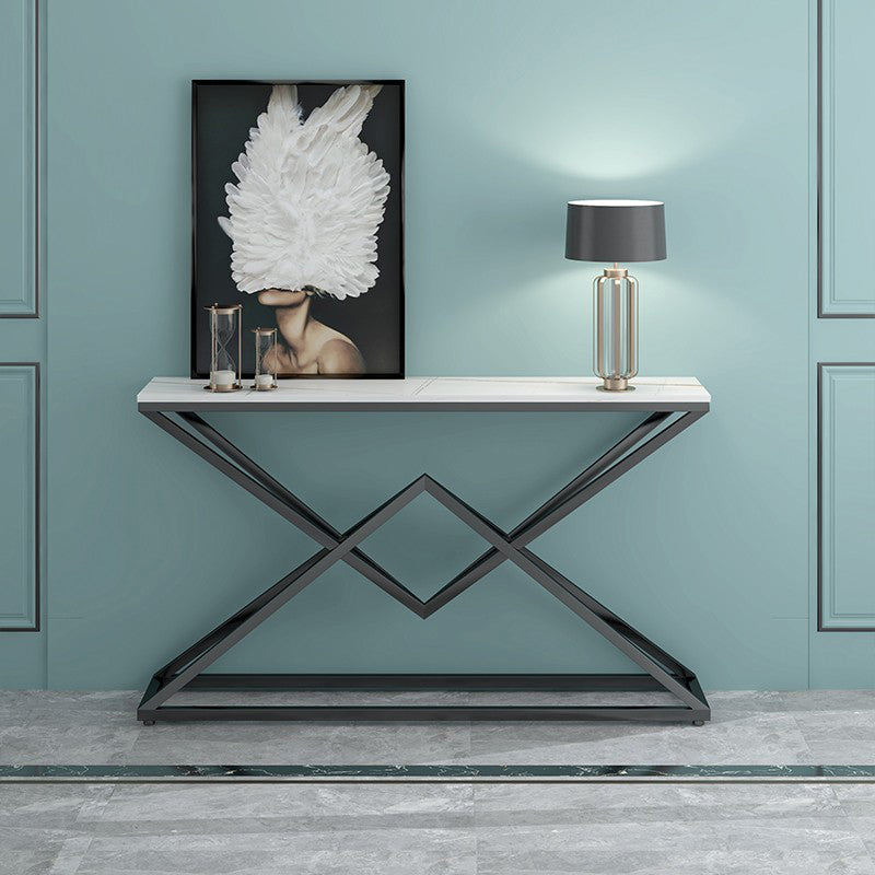 Marble Rectangle Console Table Ironcraft Frame Accent Table for Hall