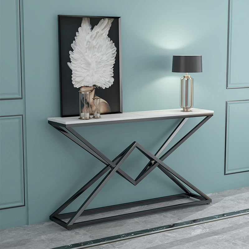 Marble Rectangle Console Table Ironcraft Frame Accent Table for Hall