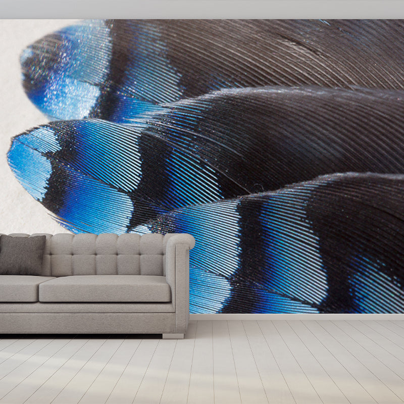 Pleasing Wall Mural Feather Patterned Drawing Room Wall Mural