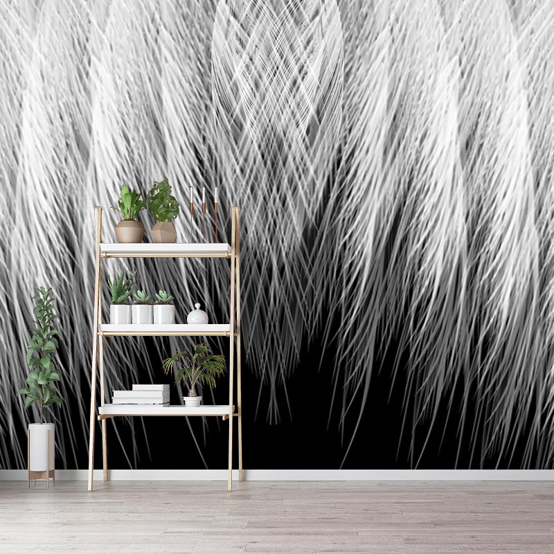 Pleasing Wall Mural Feather Patterned Drawing Room Wall Mural