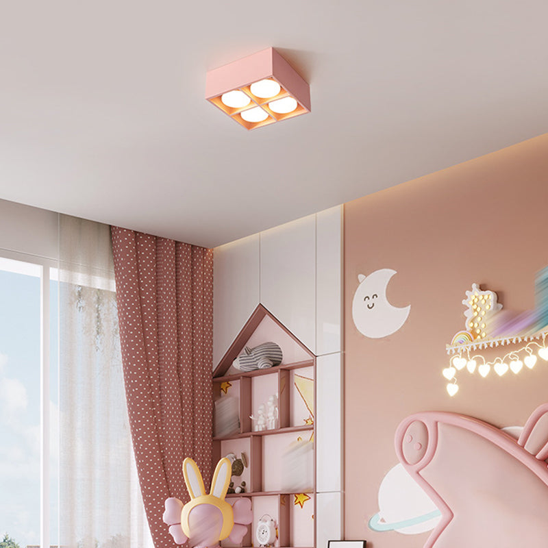 Modern Simple Style Iron Ceiling Light Square Shape Colorful Ceiling Lamp for Bedroom