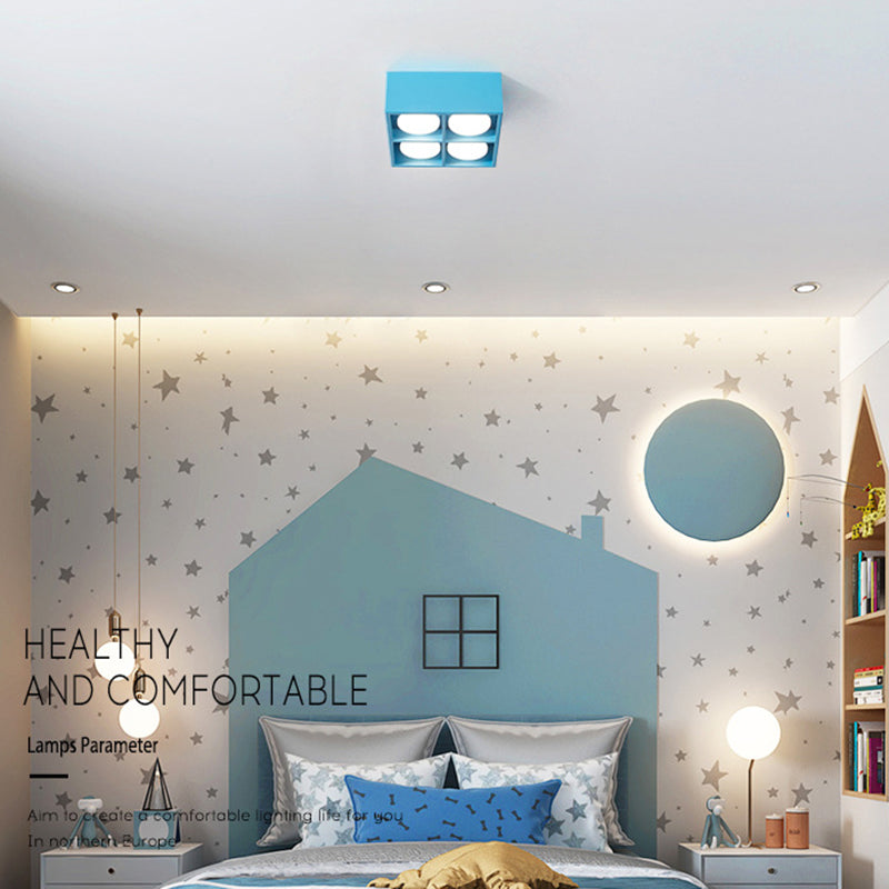 Modern Simple Style Iron Ceiling Light Square Shape Colorful Ceiling Lamp for Bedroom