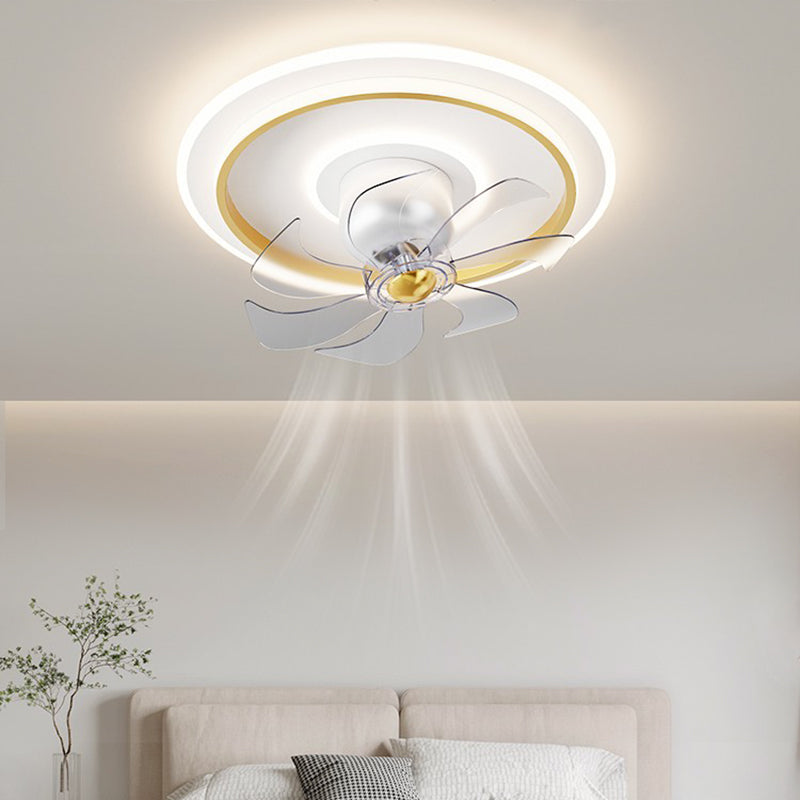 3-Light Geometric Flush Mount Fixture Modern Style Metal Fan Ceiling Lighting