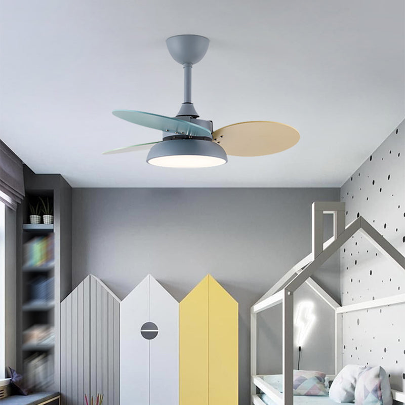 Nordic Style Colorful Ceiling Fan Lamp Acrylic Shade Ceiling Fan Light for Children Room