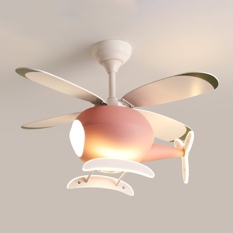 Nordic Style Ceiling Fan Lamp Helicopter Shape Ceiling Fan Light for Children Room