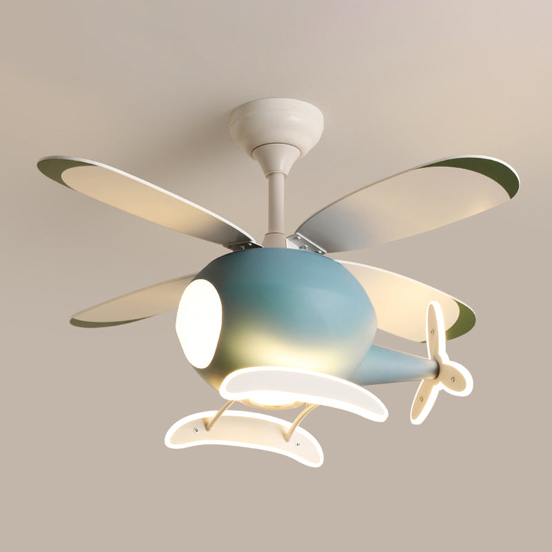 Nordic Style Ceiling Fan Lamp Helicopter Shape Ceiling Fan Light for Children Room