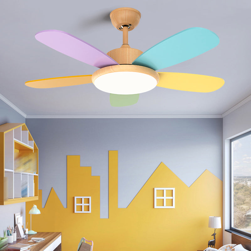 Nordic Style Colorful Ceiling Fan Lamp Acrylic Shade Ceiling Fan Light for Bedroom