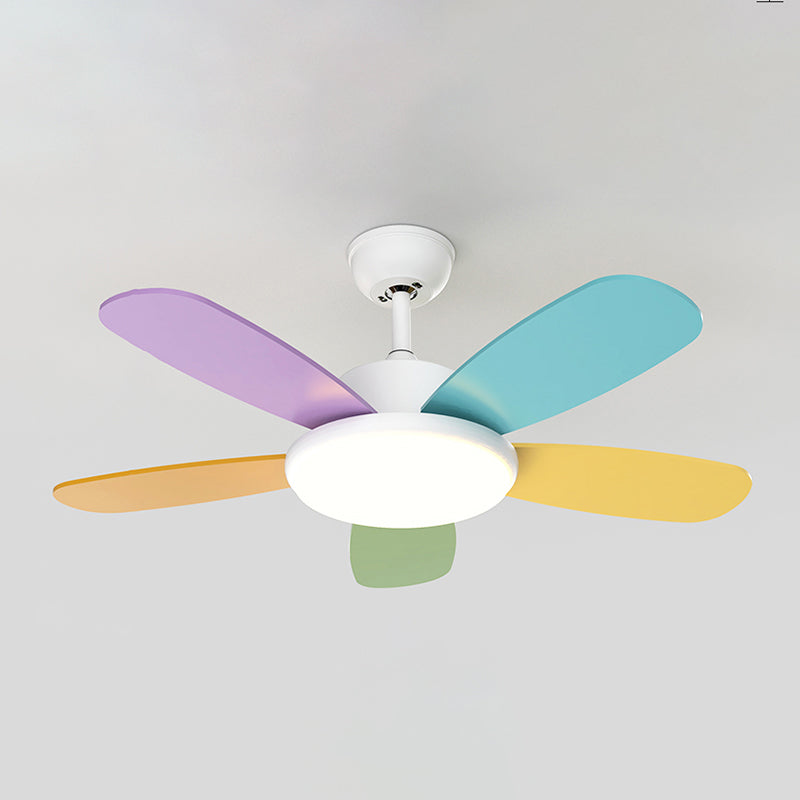 Nordic Style Colorful Ceiling Fan Lamp Acrylic Shade Ceiling Fan Light for Bedroom