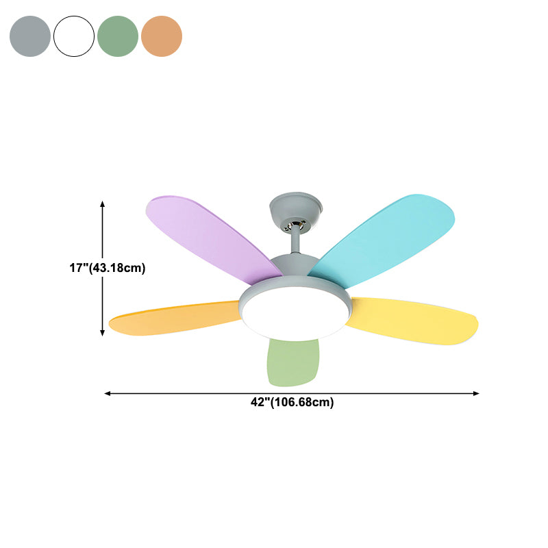 Nordic Style Colorful Ceiling Fan Lamp Acrylic Shade Ceiling Fan Light for Bedroom