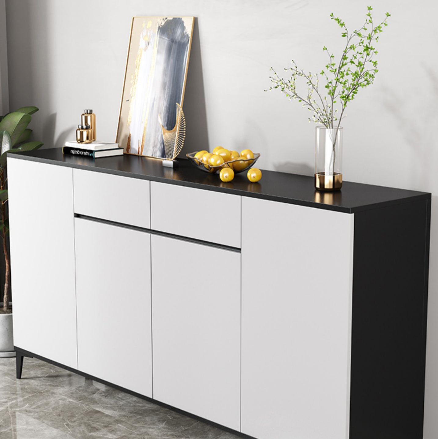 Glam Sideboard White Door and Drawer Dining Sideboard for Living Room