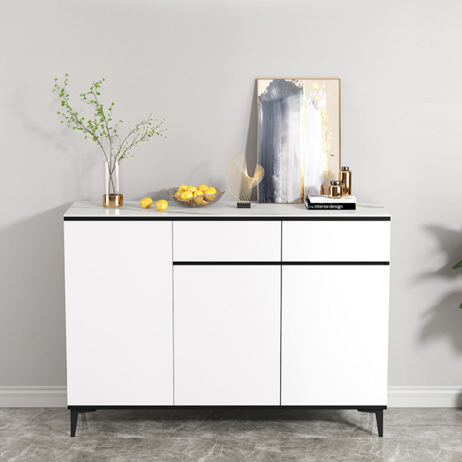 Glam Sideboard White Door and Drawer Dining Sideboard for Living Room