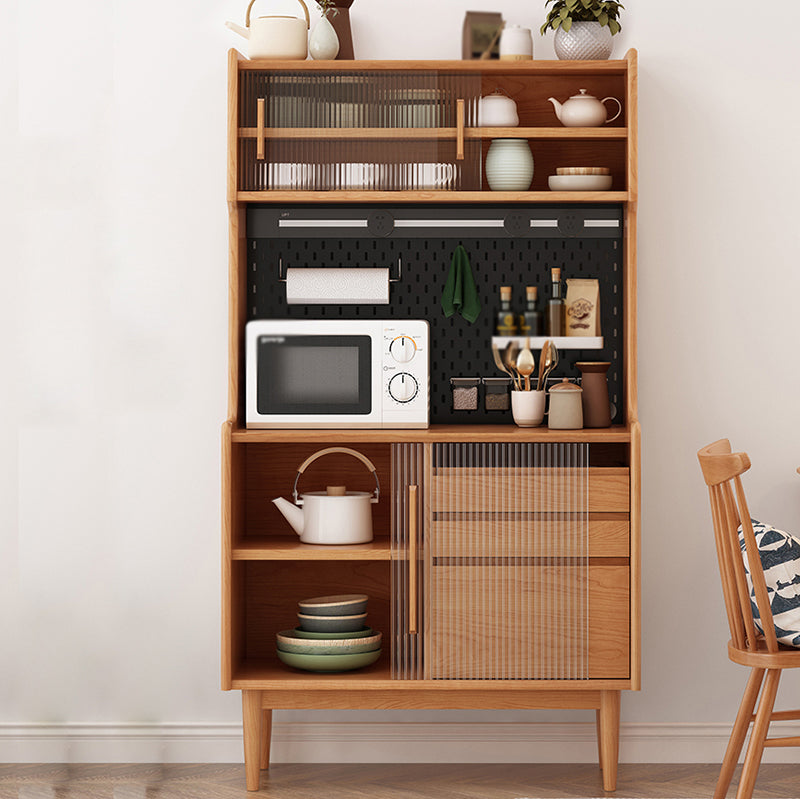 Wood Simple Cupboard 3 Drawer and Doors Kitchen Sideboard for Dining Room