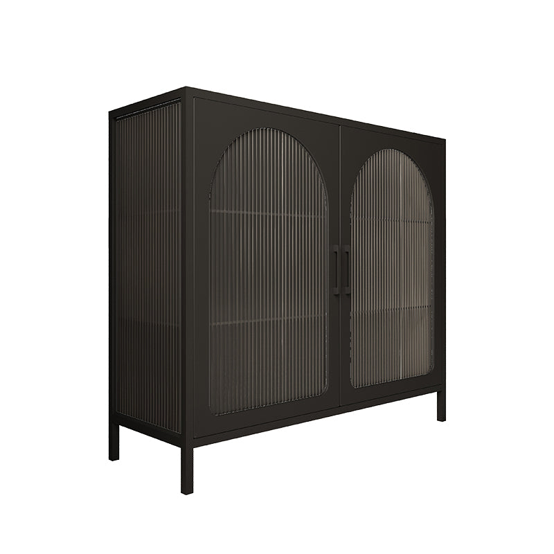 Iron Living Room Sideboard Cabinet Modern Server Cabinet with Glass Door and Storage