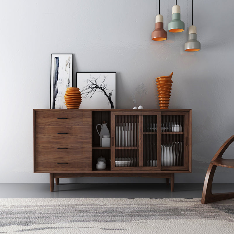 Simple Wood Sideboard 4 Drawer 2 Doors Cupboard for Living Room