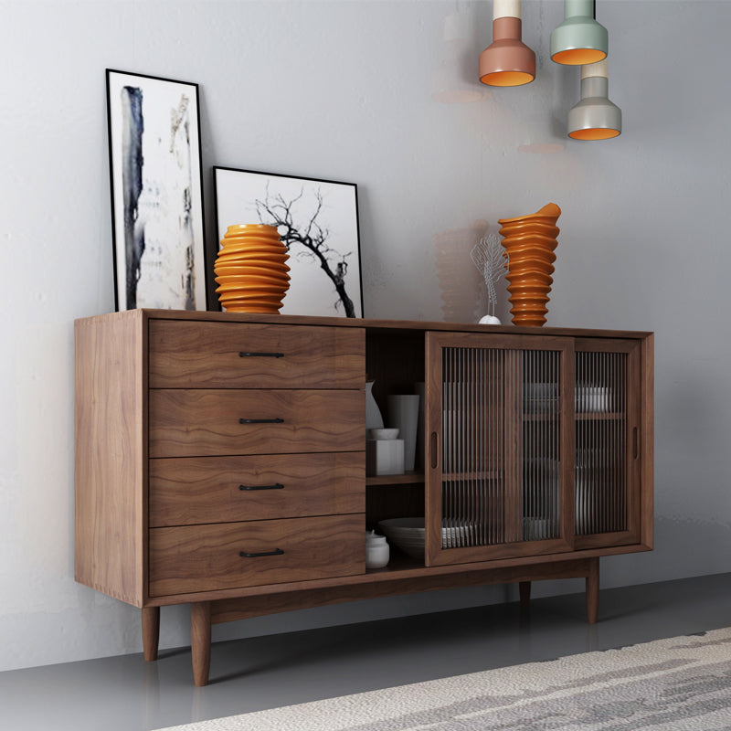 Simple Wood Sideboard 4 Drawer 2 Doors Cupboard for Living Room