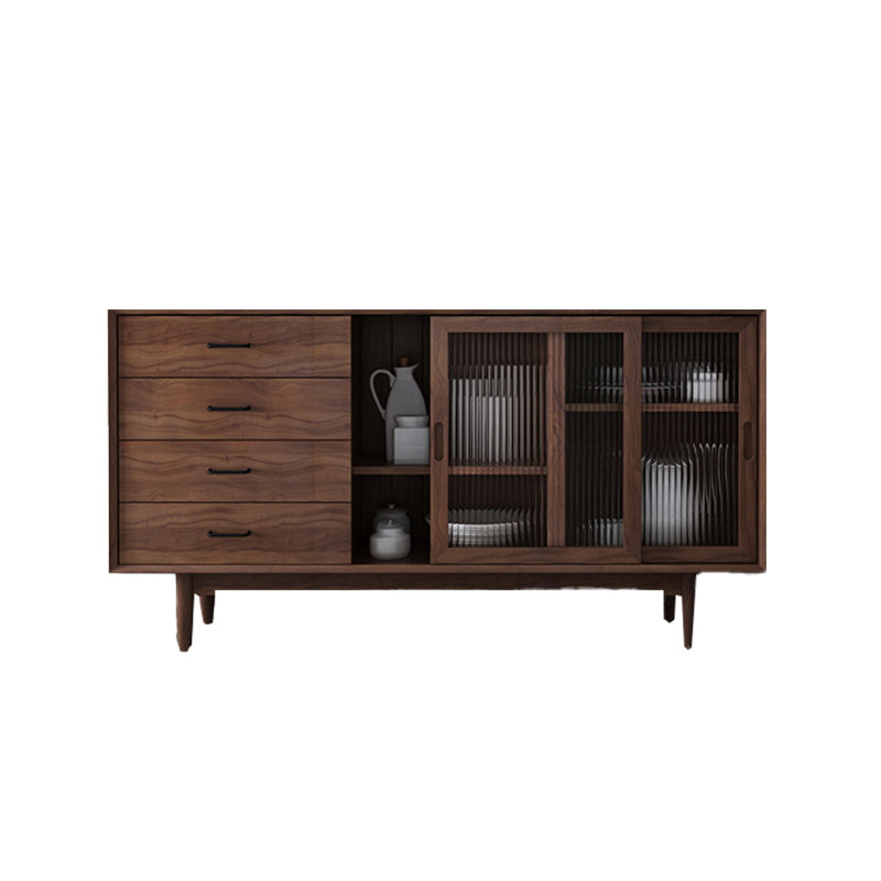 Simple Wood Sideboard 4 Drawer 2 Doors Cupboard for Living Room